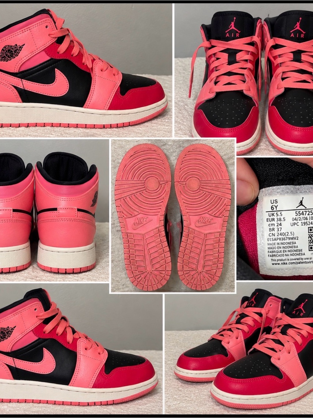 Jordan Kids' High-Top Sneakers - Pink & Black